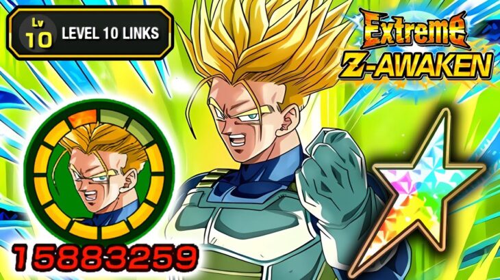 100% EZA TEQ SSJ TRUNKS LEVEL 10 LINKS + STICKER EFFECT! Dragon Ball Z Dokkan Battle