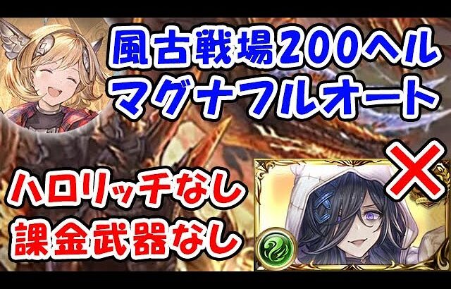 【グラブル】風古戦場 200ヘル マグナ フルオート ハロリッチなし「グランブルーファンタジー」