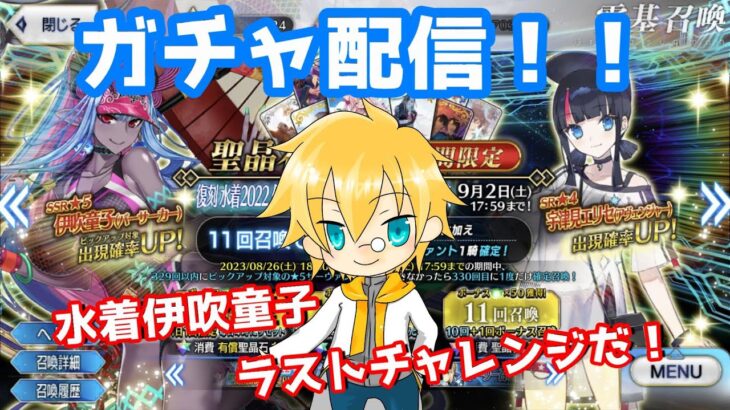 【FGO】やっぱり宝具レベル上げたいよなあ！突然始まる水着伊吹童子ワンチャンガチャ配信！【伊吹童子(バーサーカー)/宇津見エリセ(アヴェンジャー)】【生放送】