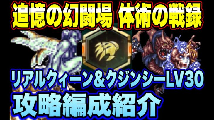 【ロマサガRS】体術の戦録 追憶の幻闘場 リアルクィーン＆クジンシーLV30攻略編成紹介【ロマンシングサガリユニバース】