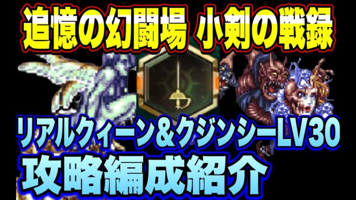 【ロマサガRS】小剣の戦録 追憶の幻闘場 リアルクィーン＆クジンシーLV30攻略編成紹介【ロマンシングサガリユニバース】