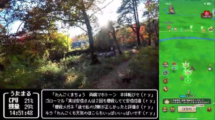 【ドラクエウォークLive】イベント進めたり嵐山渓谷の紅葉狩りしたり【ニコ生同時配信】