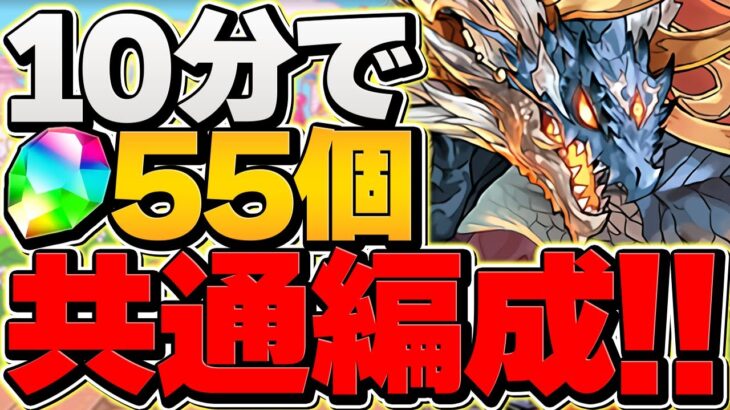 10分で魔法石55個をゲット！共通編成で余裕攻略！12月クエストLV1-LV10【パズドラ】