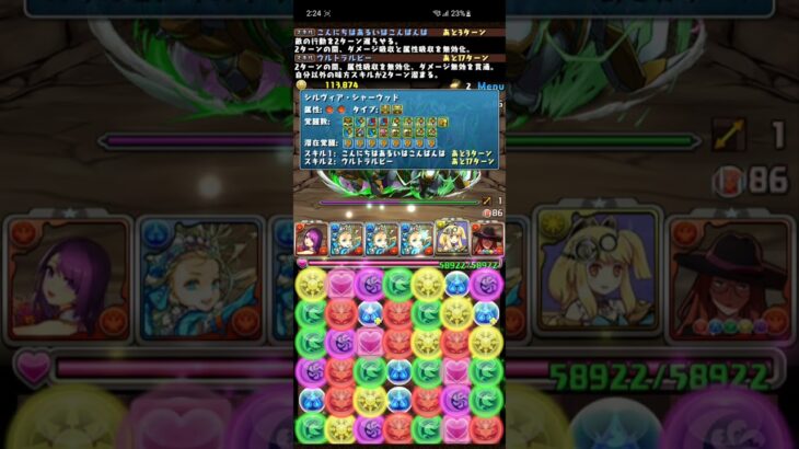 【パズドラ】裏修羅の幻界 裏魔門の守護者 サレーネ×シルヴィアシャーウッド 正月カミムスビリダチェン編成 バレンタインノアループ コメント欄に立ち回り有り