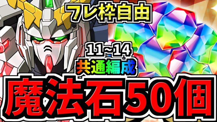 【魔法石50個】共通編成！フレ枠自由！5月クエスト11~14！環境1位ユニコーン編成！5月のクエストダンジョン14,13,12,11！代用・立ち回り解説【パズドラ】