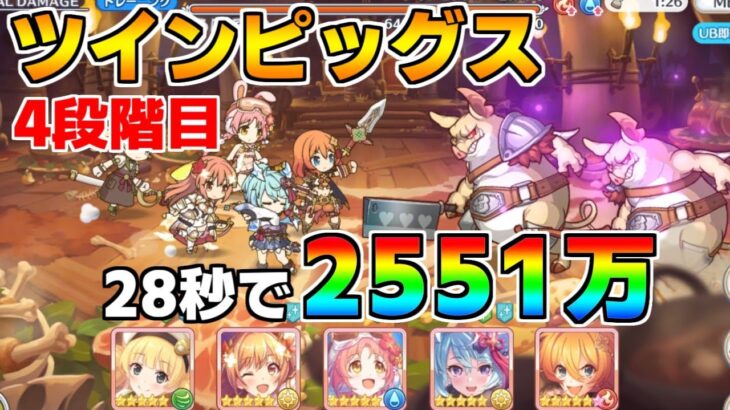 【プリコネR】4段階目 ツインピッグス 2551万 28s持ち越し編成 【5月クランバトル】【クラバト】