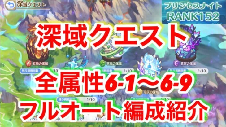 【プリコネR】深域クエスト全属性6-1〜6-9までの編成紹介します！(実戦映像は無し)【深域クエスト】