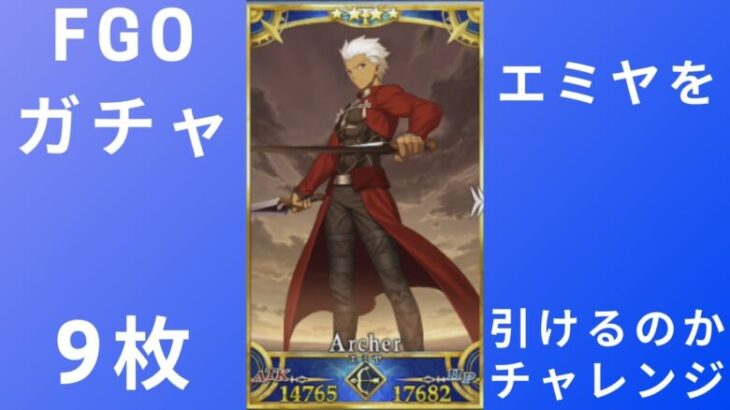 【＃FGO】Fate Grand Order　ガチャ　エミヤ9枚　引けるのかチャレンジ　です