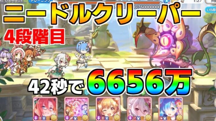 【プリコネR】4段階目 ニードルクリーパー 6656万 42s持ち越し編成 【1月クランバトル】【クラバト】