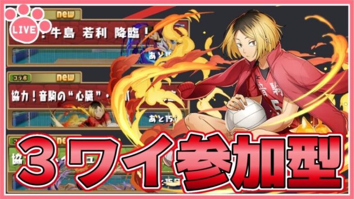 【パズドラ3人マルチ】ハイキューの３ワイで遊ぶ！石回収歓迎！【雑談】