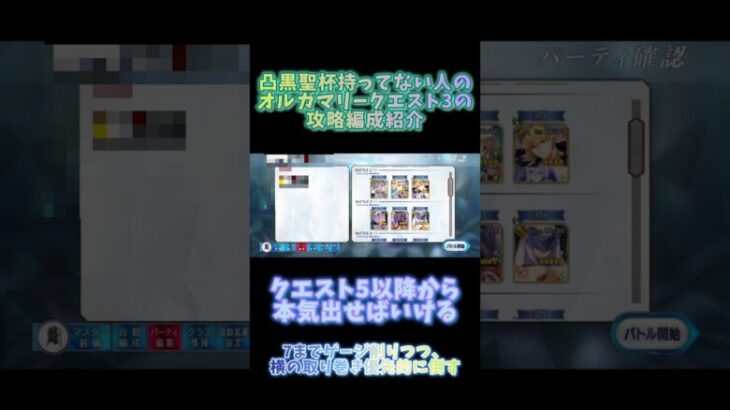 【FGO】オルガマリークエスト3すごい本気クリア編成紹介