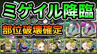【パズドラ】部位破壊確定！全敵対応！ミゲイル降臨！岩冥の双鎚士！1周4分20~30秒台！ほぼずらし！功×キコル編成で安定周回！